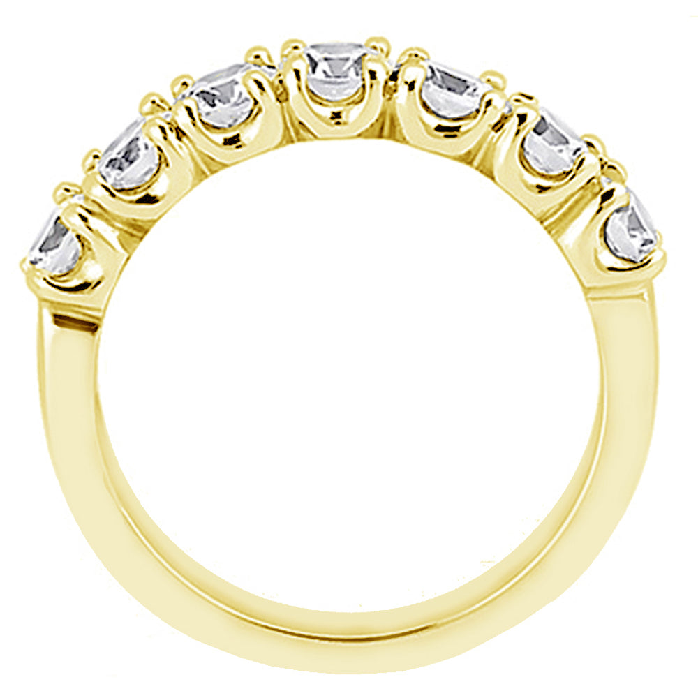 1.30 CT 7-Stone Diamond Wedding Band in 14k White/Yellow Gold