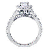 3.00 CT Prong Set Princess Cut Diamond Encrusted Engagement Bridal Set in 14k White Gold