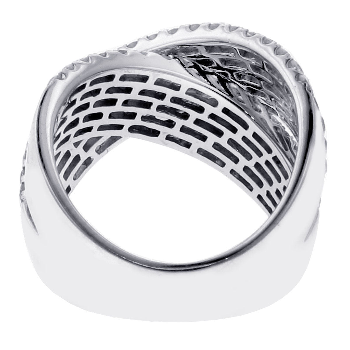 2.65 CT Diamond Crossover Anniversary Ring in 14k White Gold Pave Setting