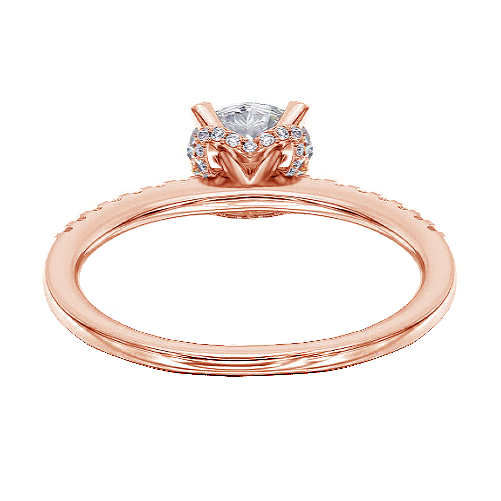 1.33 CT Hidden Halo Round Cut Diamond Engagement Ring in 14k Rose Gold