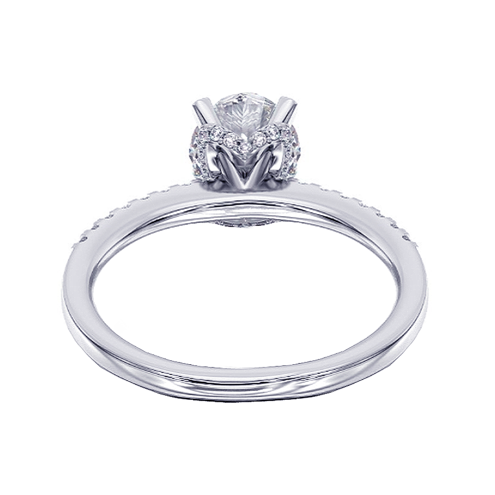 1.85 CT Hidden Halo Oval Diamond Engagement Ring in White Gold or Platinum