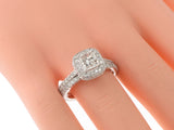 2.70 CT Pave Set Diamond Encrusted Princess Cut Engagement Ring Set in 14k White Fold
