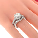 3.00 CT Prong Set Princess Cut Diamond Encrusted Engagement Bridal Set in 14k White Gold