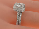 2 CT Pave Set Diamond Encrusted Princess Cut Engagement Bridal Ring Set in 14k Gold