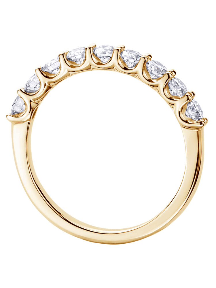 0.75 CT U-Prong 9-Stone Diamond Wedding Ring in White/Yellow Gold