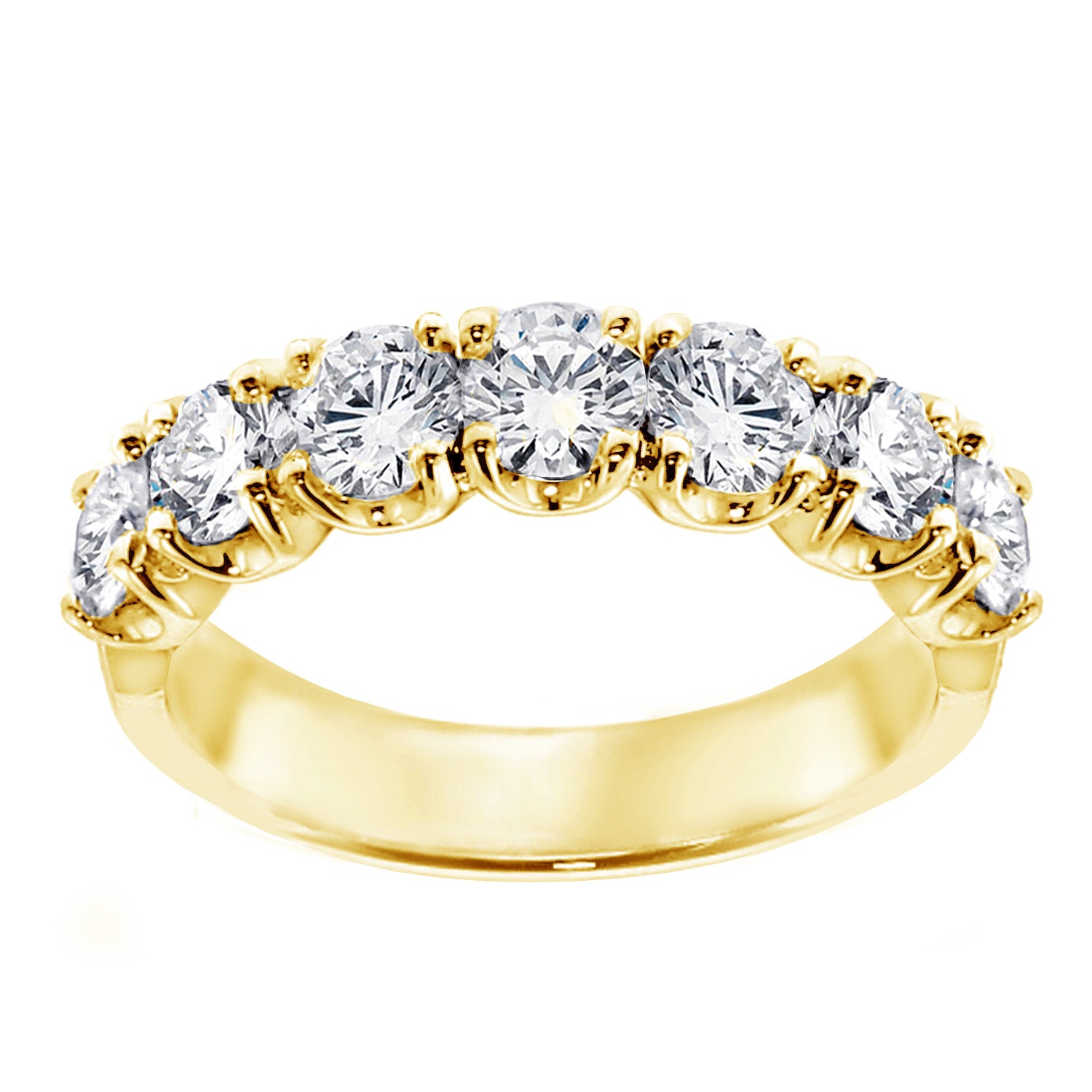 1.30 CT 7-Stone Diamond Wedding Band in 14k White/Yellow Gold
