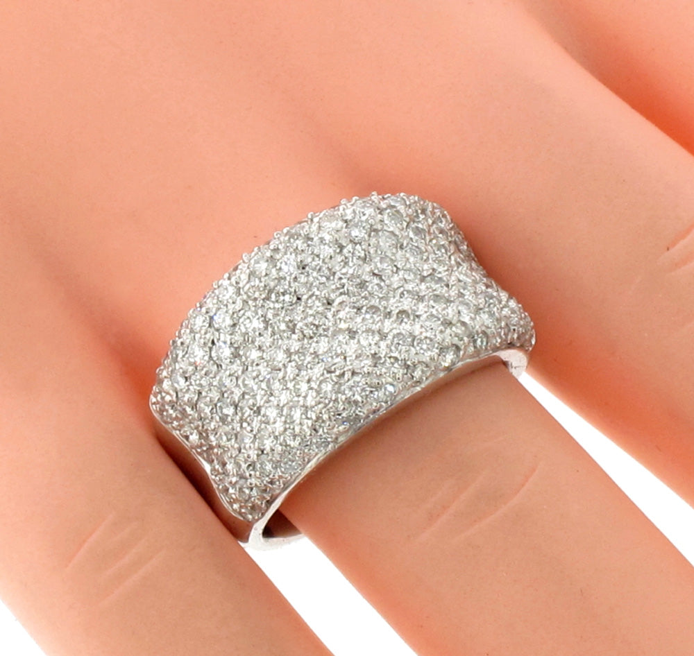 1.60 CT Pave Set Concave Diamond Fashion/Anniversary Ring in 14k White Gold