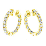 1.50 CT Inside/Outside Round Diamond 14k White/Yellow Gold Hoop Earrings