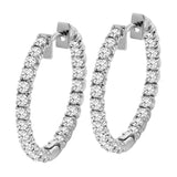 2.50 CT Inside/Outside Round Diamond Hoops in 14k White or Yellow Gold