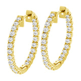 2.50 CT Inside/Outside Round Diamond Hoops in 14k White or Yellow Gold
