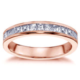 0.70 CT Princess Cut Diamond Wedding Band in White/Yellow/Rose Gold Channel Setting