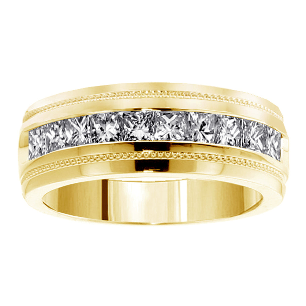 1.00 CT Princess Cut Diamond Men's Ring in 14k White/Yellow/Rose Gold Channel Setting
