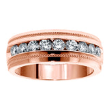 1.00 CT Brilliant Cut Diamond Men's Ring in 14k White/Yellow/Rose Gold Channel Setting
